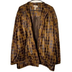 Vintage Gold Flava Super Plus 32 Brown Windowpane Jacket Composite Leather